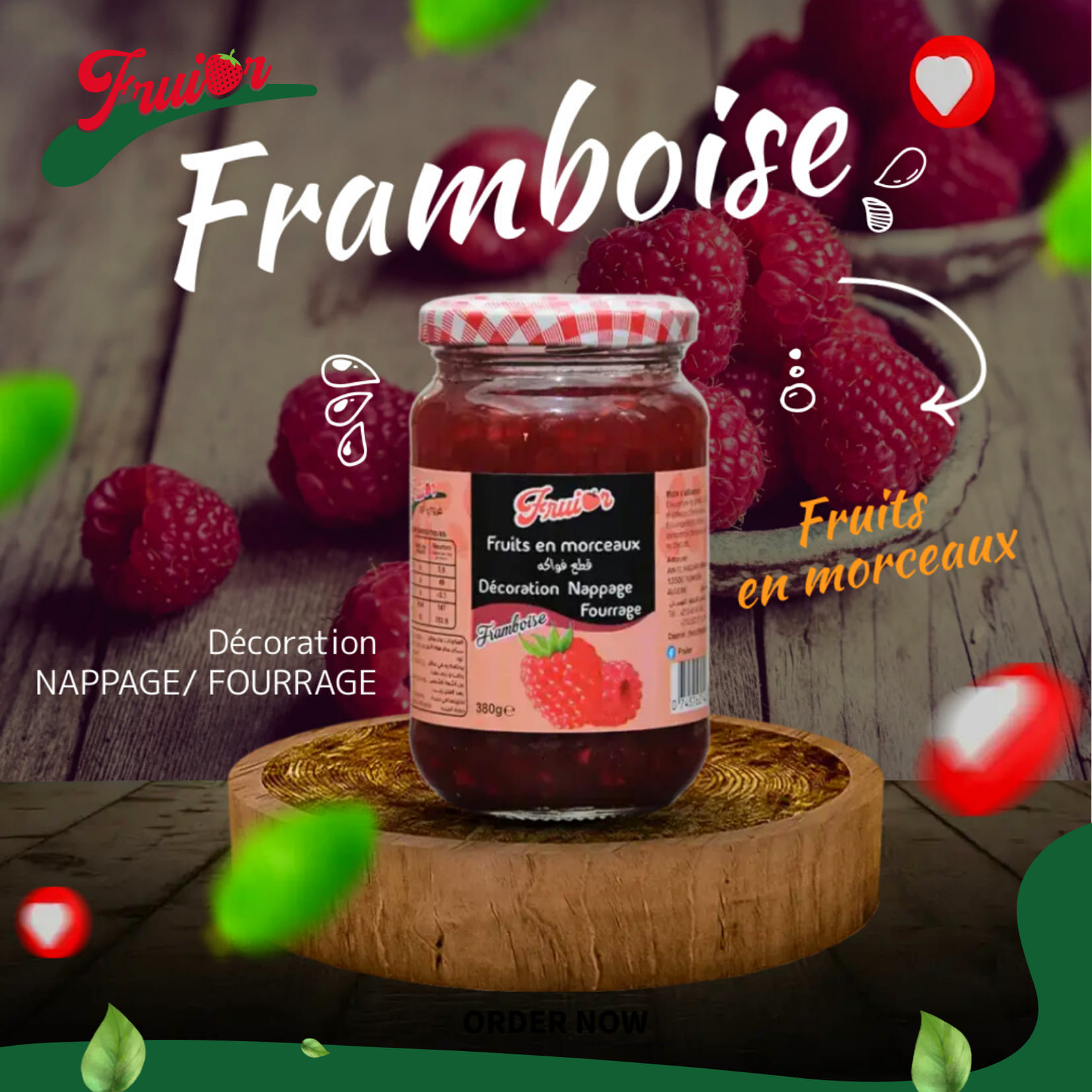 Fourrage fruits framboise 380g fruior
