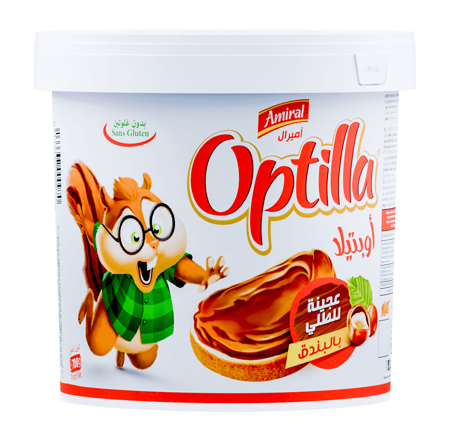 Pate a tartiner aux noisettes 700g optilla (amiral)
