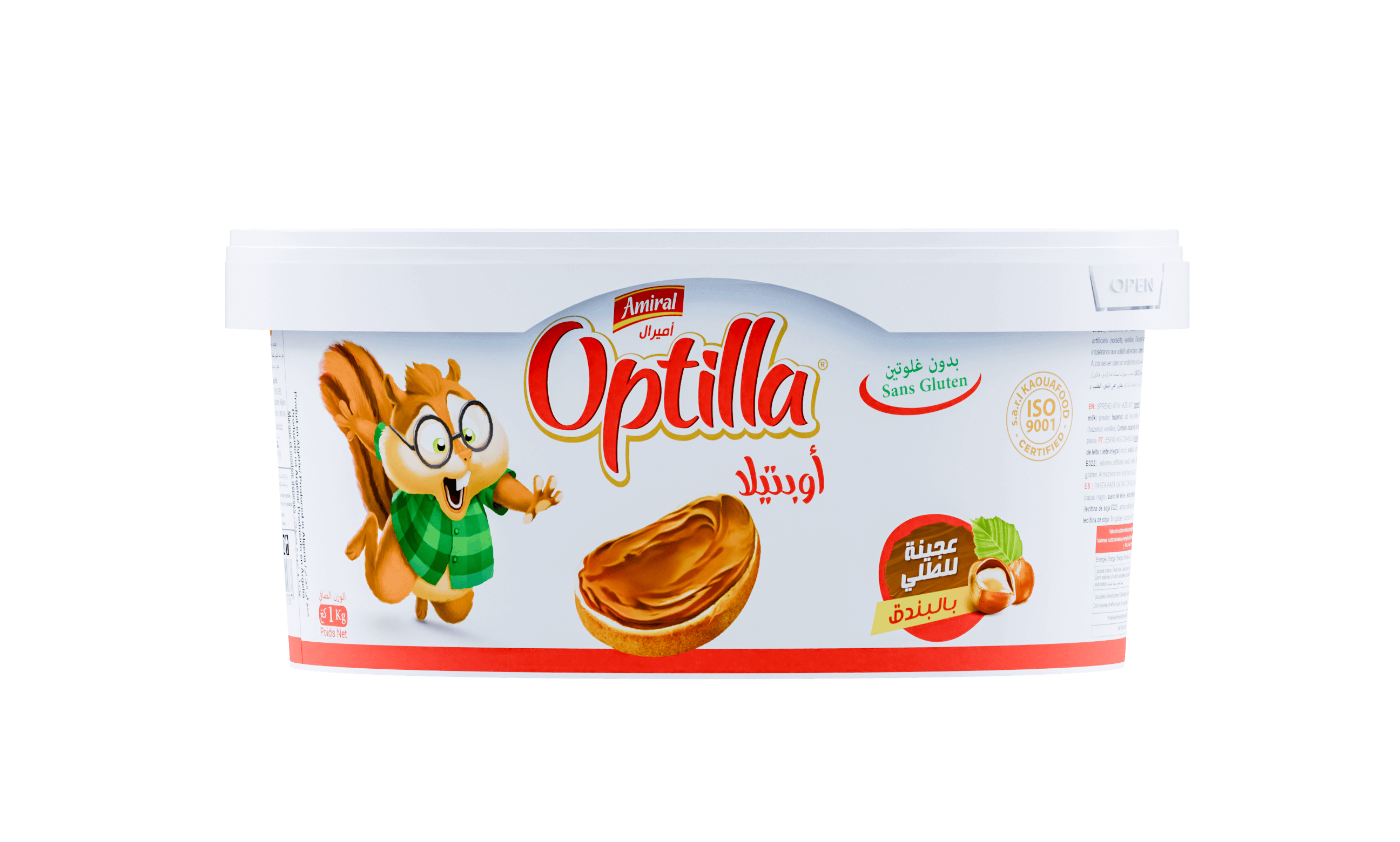 Pate a tartiner aux noisettes 1kg optilla (amiral)