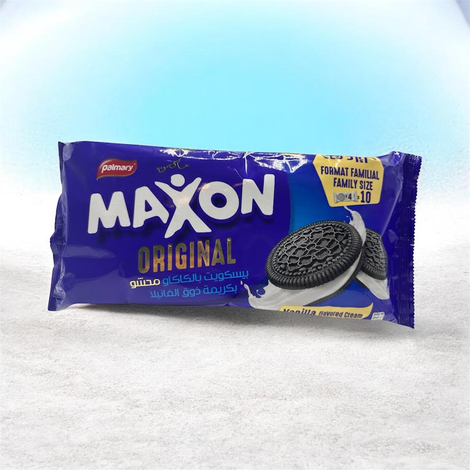 Biscuit au cacao fourre a la creme gout vanille 380g maxon (palmary)